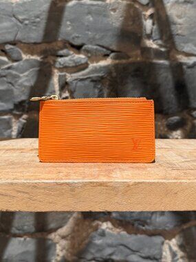 Louis Vuitton Vintage 2003 Orange Epi Leather Zip Key Pouch